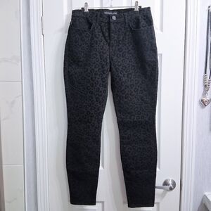 Rock & Republic Kashmere Leopard Jeans Pants Black Velvet Burnout Size 10